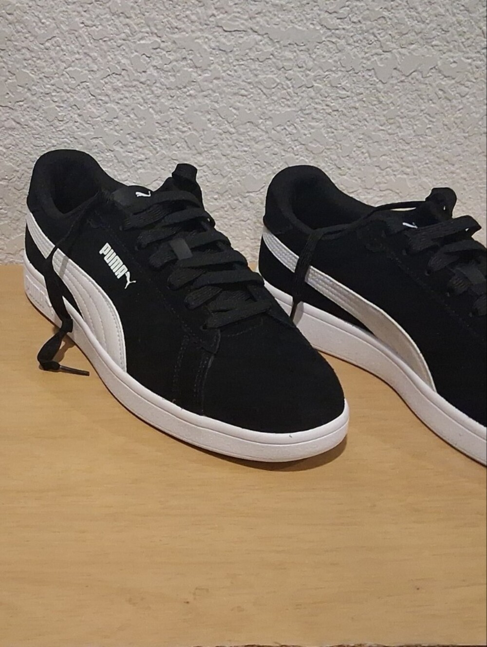 Puma Black and White Men's Low-Top Suede Sneakers
